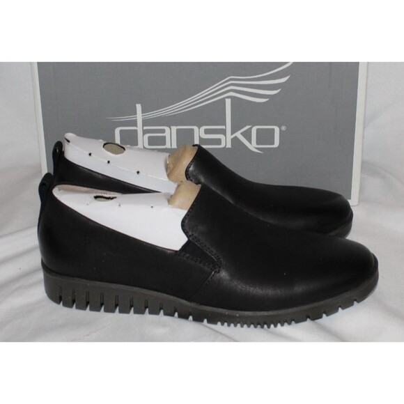 Dansko Shoes - Dansko Women Linley Burnished Calf Leather Black Loafers Shoes